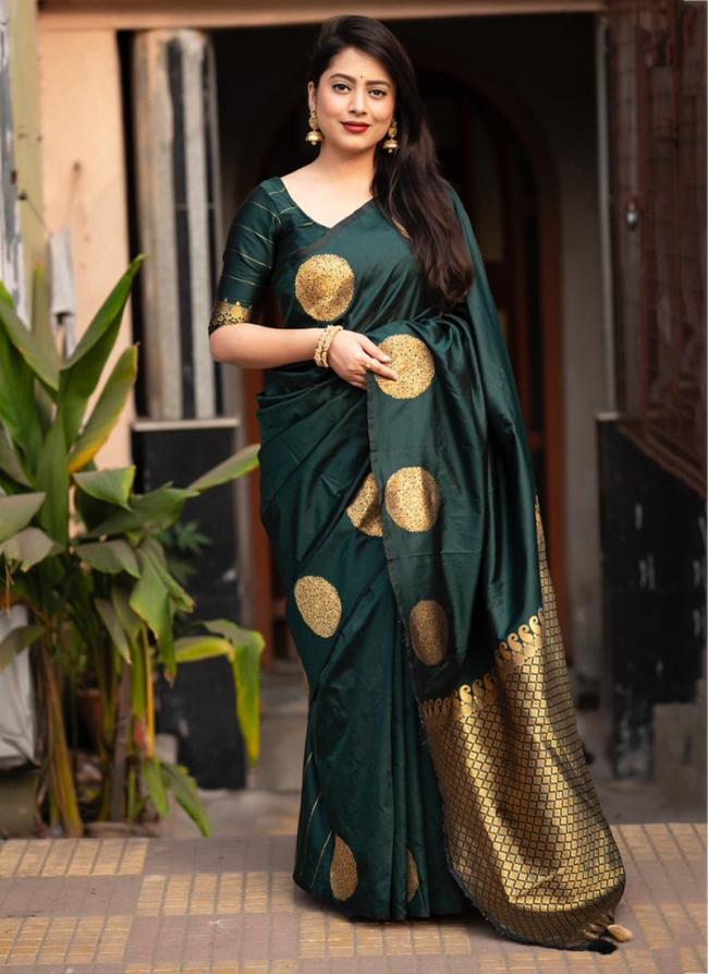 Soft Silk Green Festival Wear Zari Work Saree